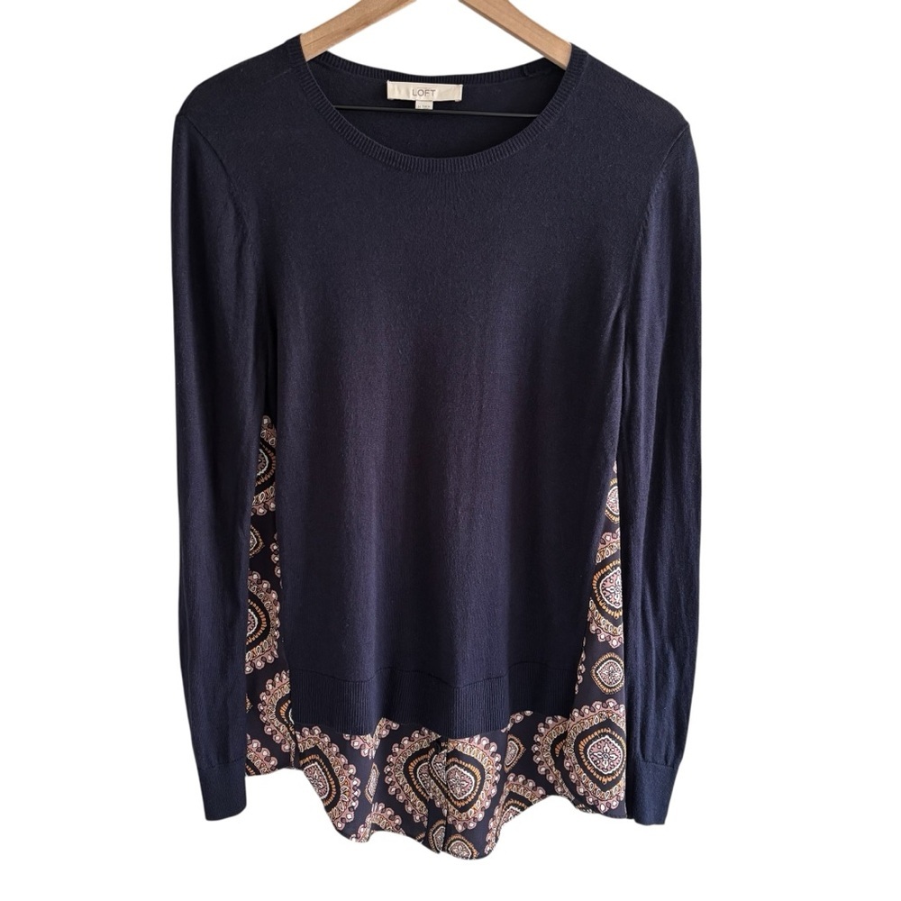 Loft Silk Blend Crew Neck Sweater Size Medium Lightweight Casual Boho